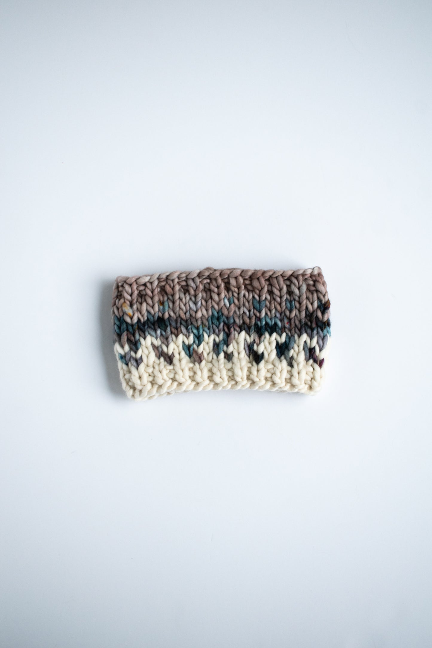 Gray Multi-Color Merino Wool Hand Knit Headband