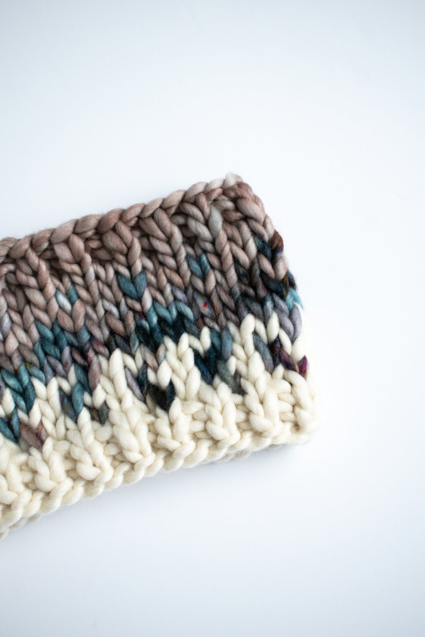 Gray Multi-Color Merino Wool Hand Knit Headband