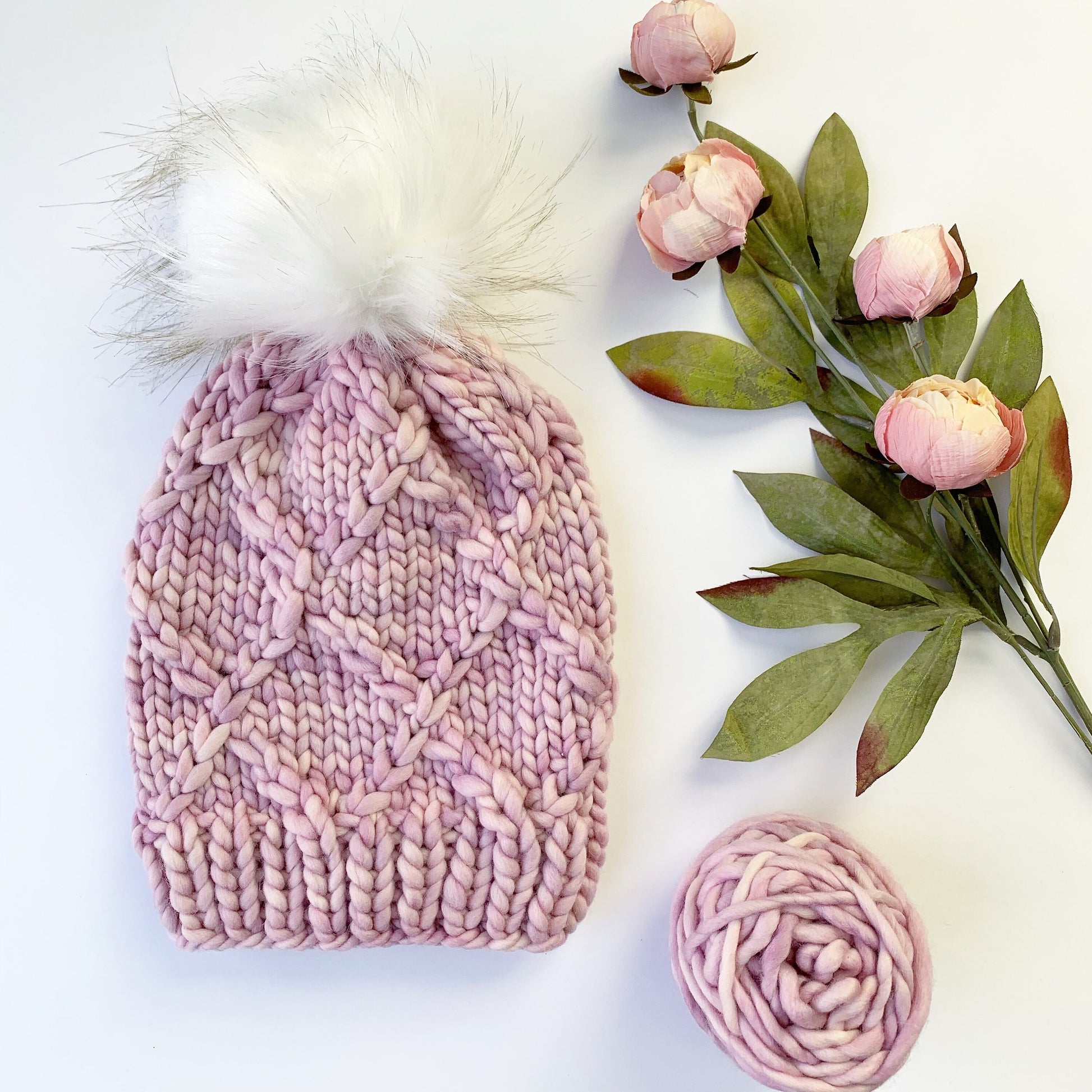 KNITTING PATTERN: Honeysuckle Hat | Cable Knit Hat Pattern | Super Bulky and Bulky Yarn Knitting Pattern