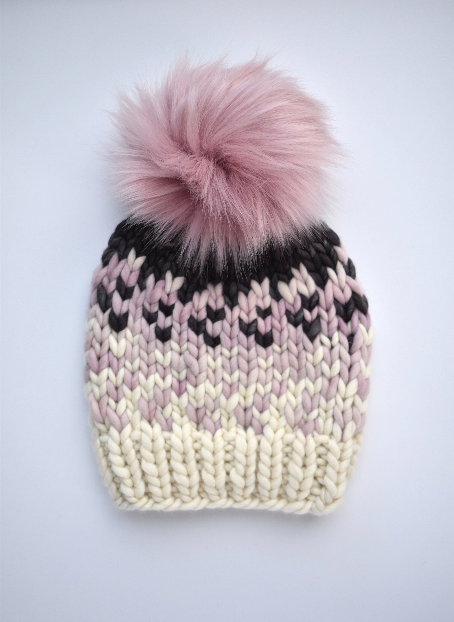 KNITTING PATTERN: Sunrise Hat in 5 Sizes | Easy Fair Isle Knit Hat Pattern | Super Bulky Yarn Scrap Yarn Pattern | Ombre Knitting Pattern