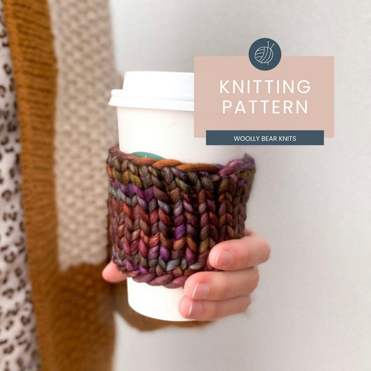 KNITTING PATTERN: Scrap Yarn Coffee Cozy Pattern | Knit Coffee Sleeve Pattern