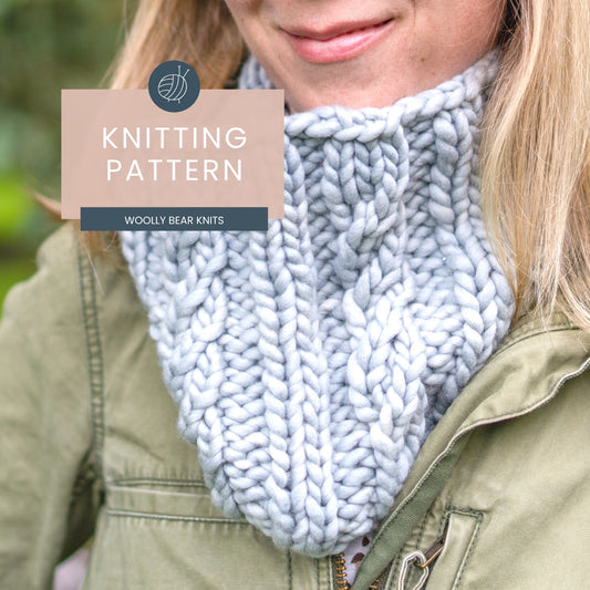 KNITTING PATTERN: Spindrift Cowl | Cable Knit Cowl Pattern | Easy Super Bulky and Bulky Yarn Knitting Pattern
