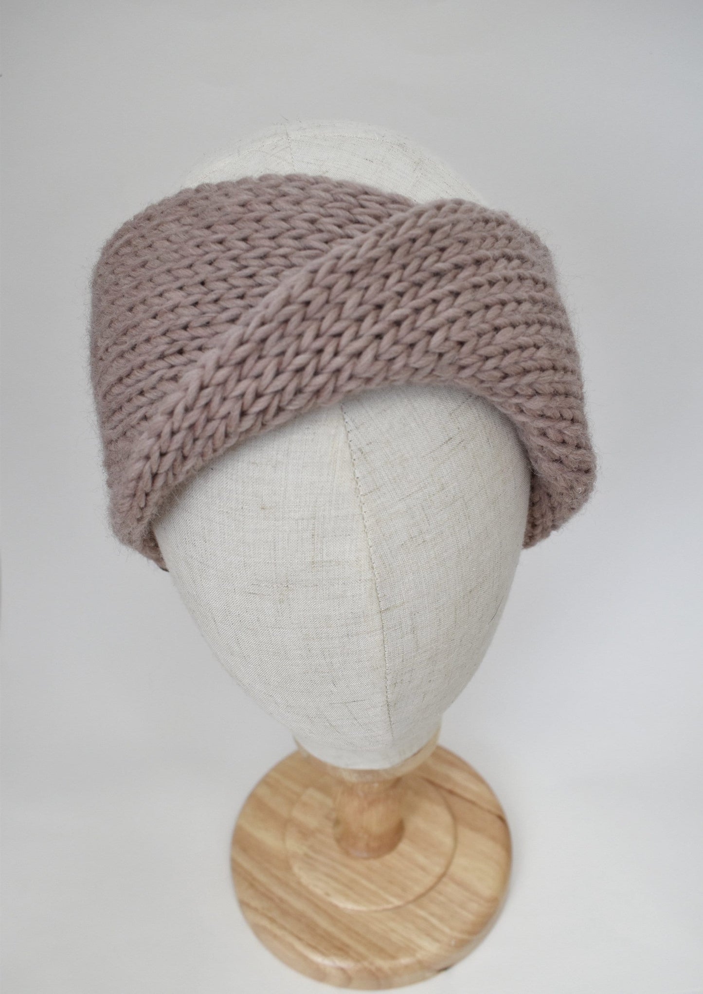 Mauve Peruvian Wool Hand Knit Headband