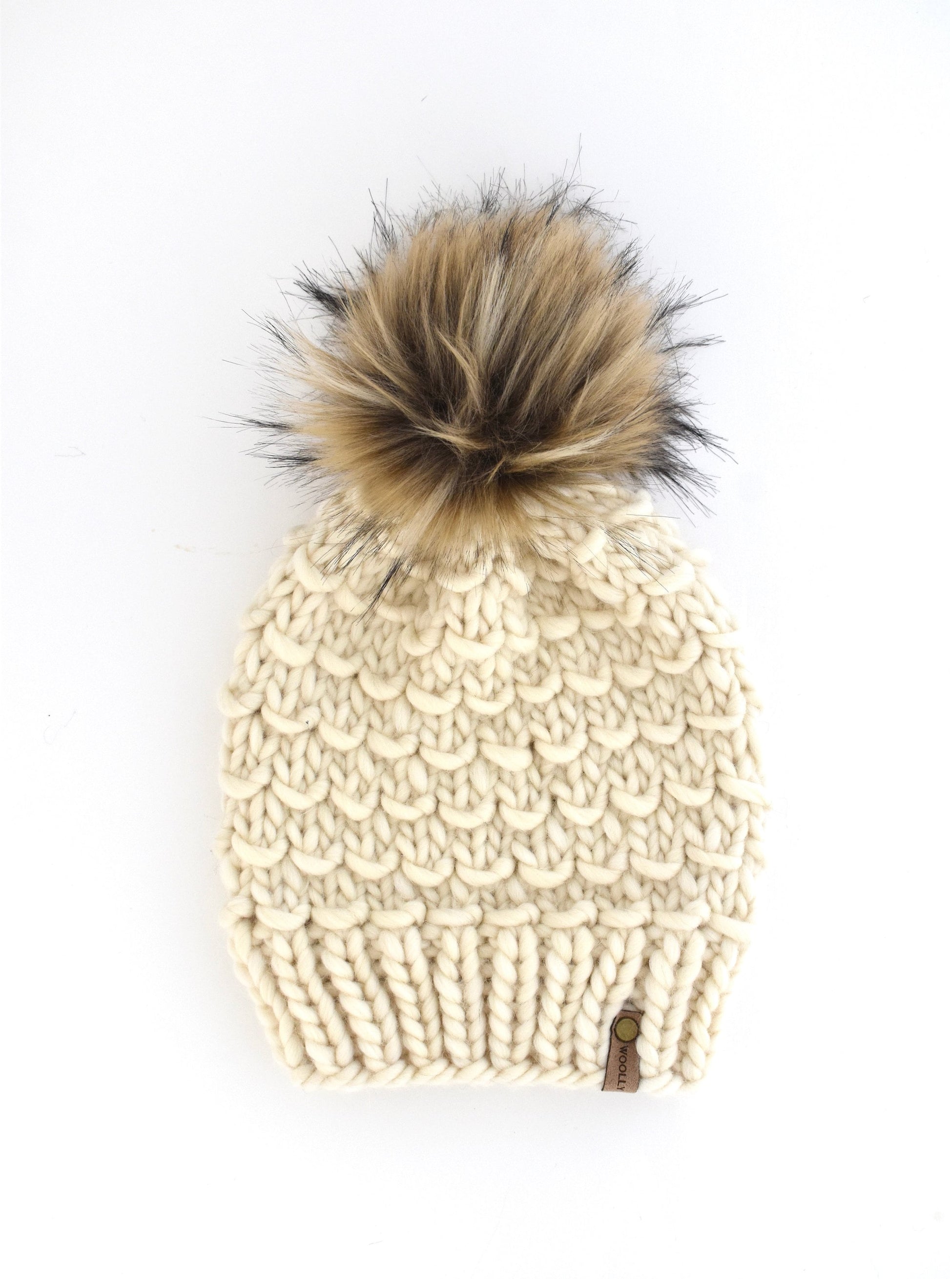 Forest Green Peruvian Wool Knit Hat with Faux Fur Pom Pom – Woolly