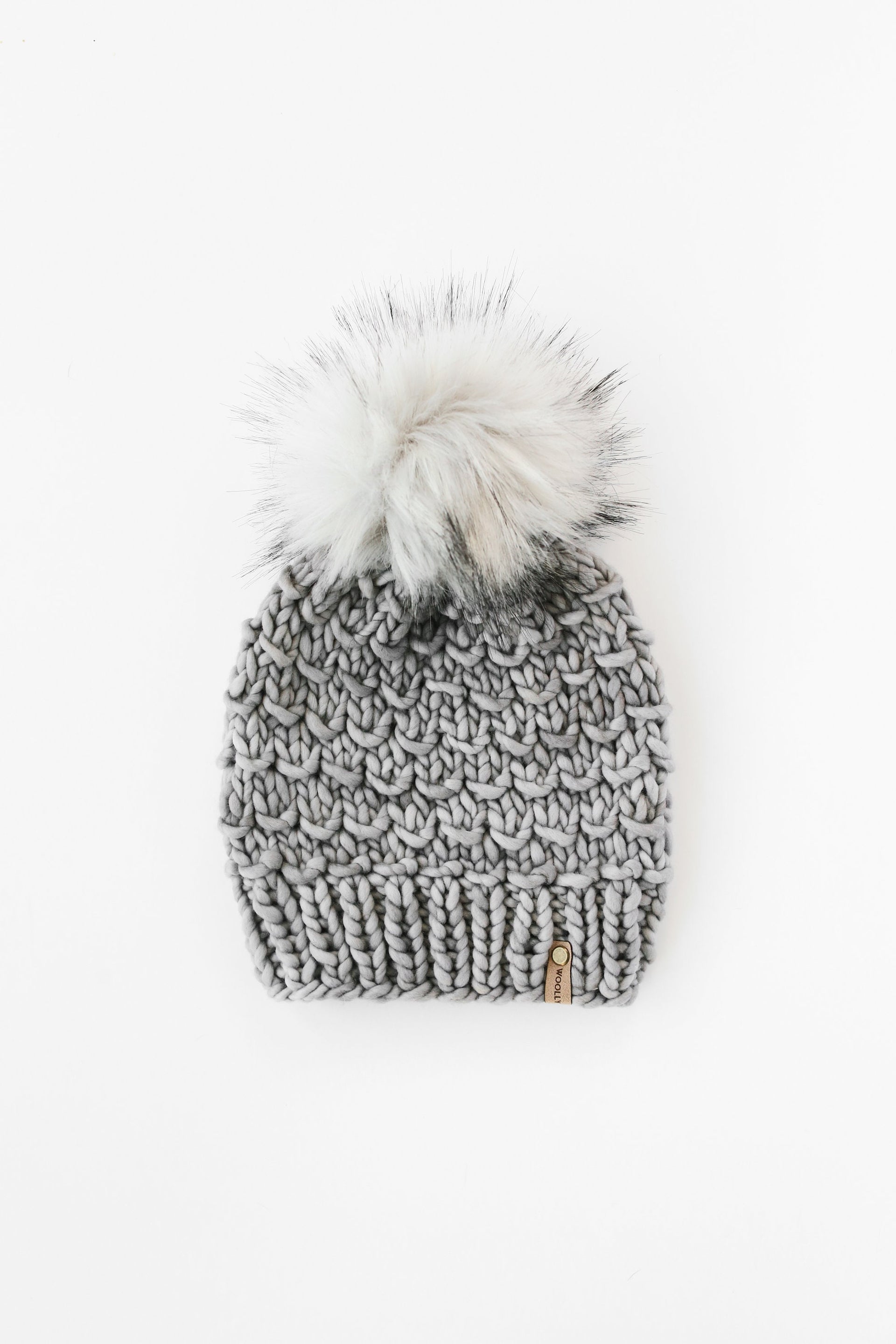 Brown Multi-Color Merino Wool Knit Hat with Faux Fur Pom Pom – Woolly Bear  Knits