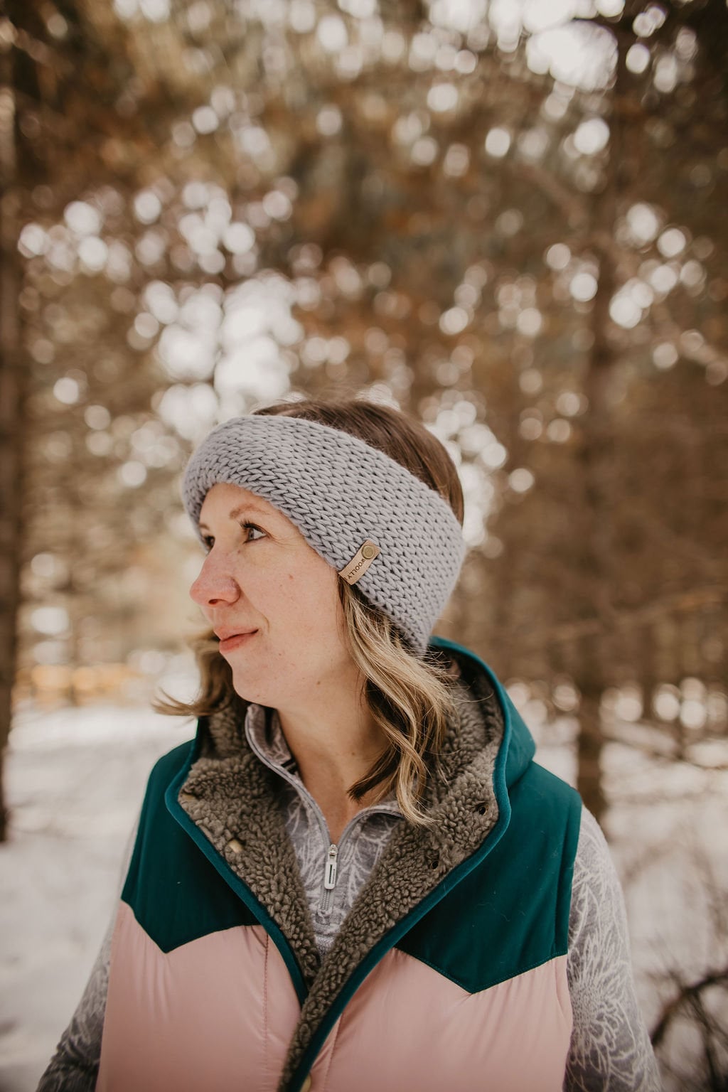 Gray Peruvian Wool Knit Hand Headband