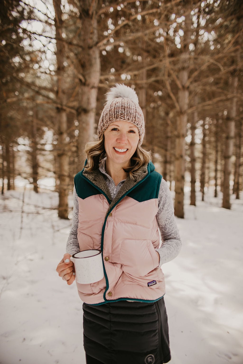 Pearl Gray Merino Wool Knit Hat with Faux Fur Pom Pom