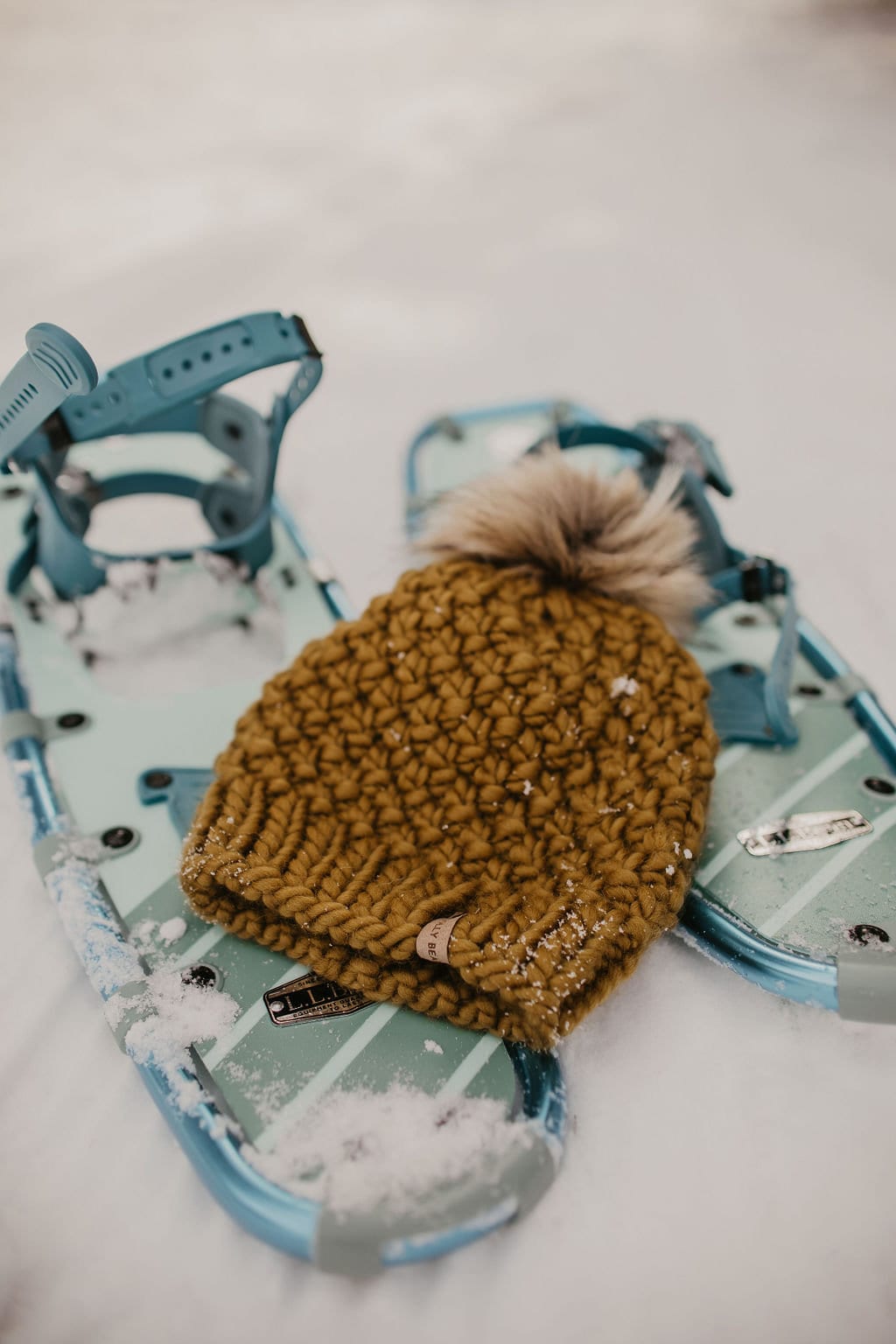 Bronzed Olive Peruvian Wool Knit Hat with Faux Fur Pom Pom