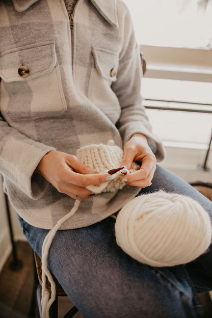 Ivory Peruvian Wool Knit Hat with Faux Fur Pom Pom