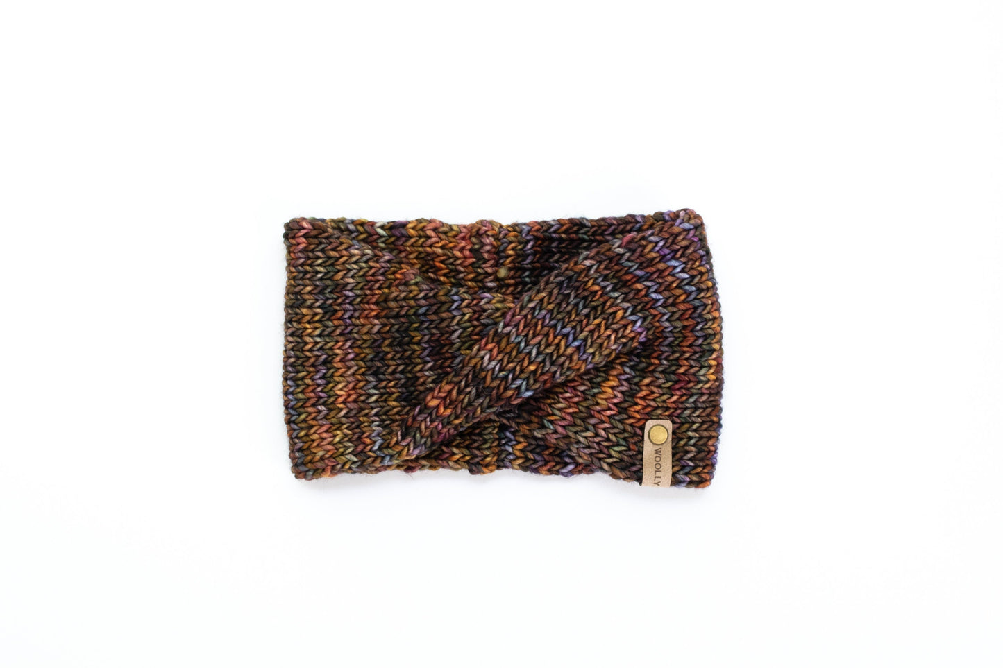 Brown Multi-Color Merino Wool Hand Knit Headband