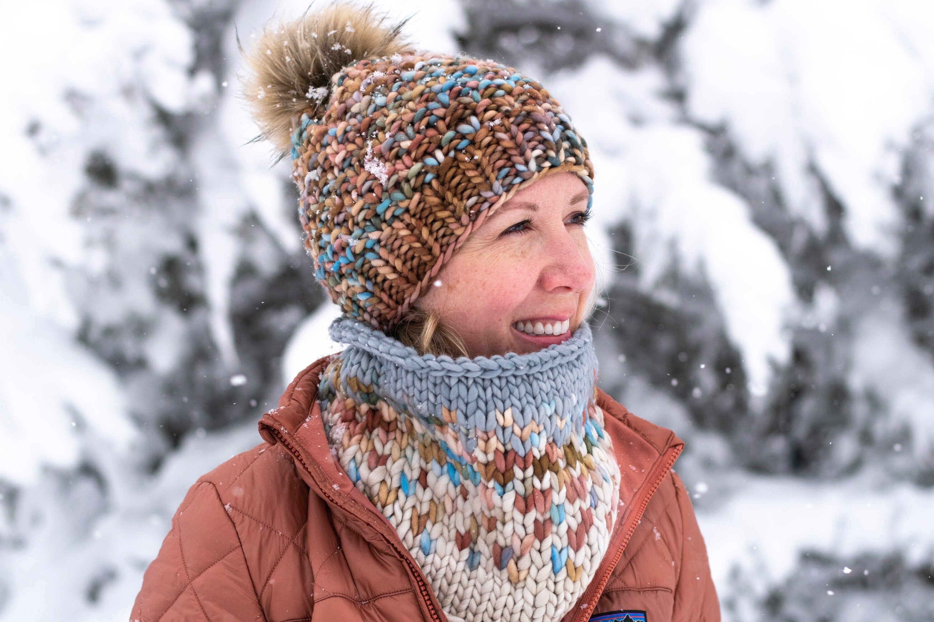 Beautiful top hand-knit, one-of-a-kind cowl!