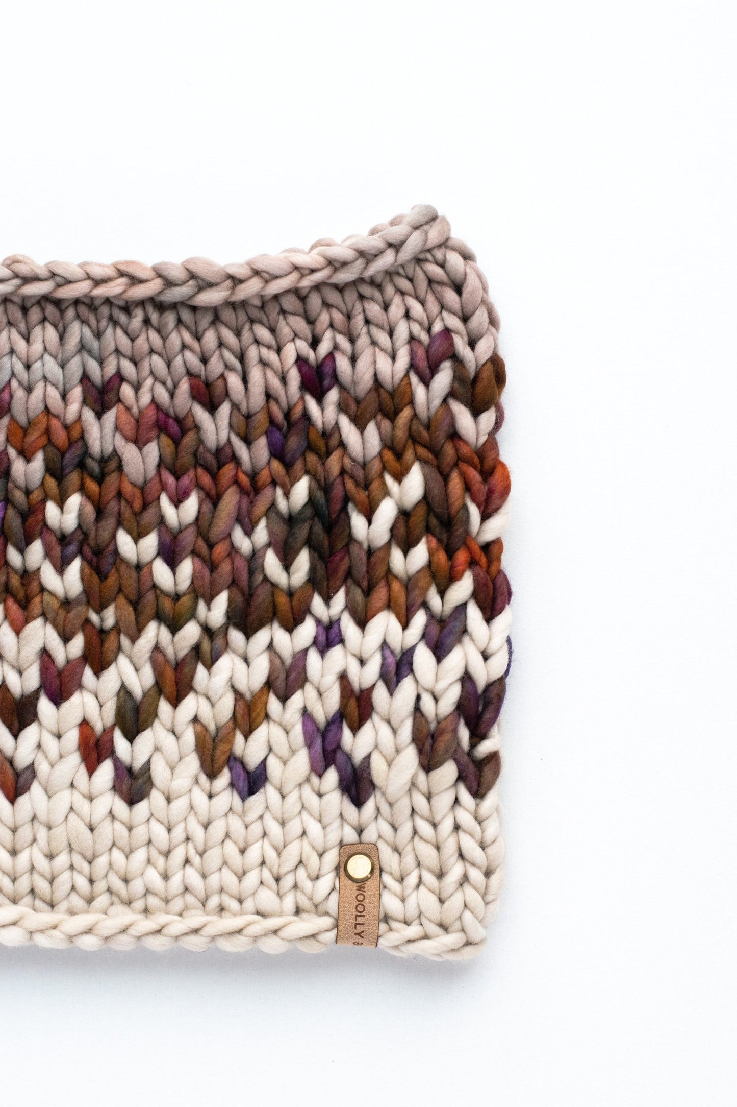 Gray and Brown Multicolor Merino Wool Fair Isle Hand Knit Cowl