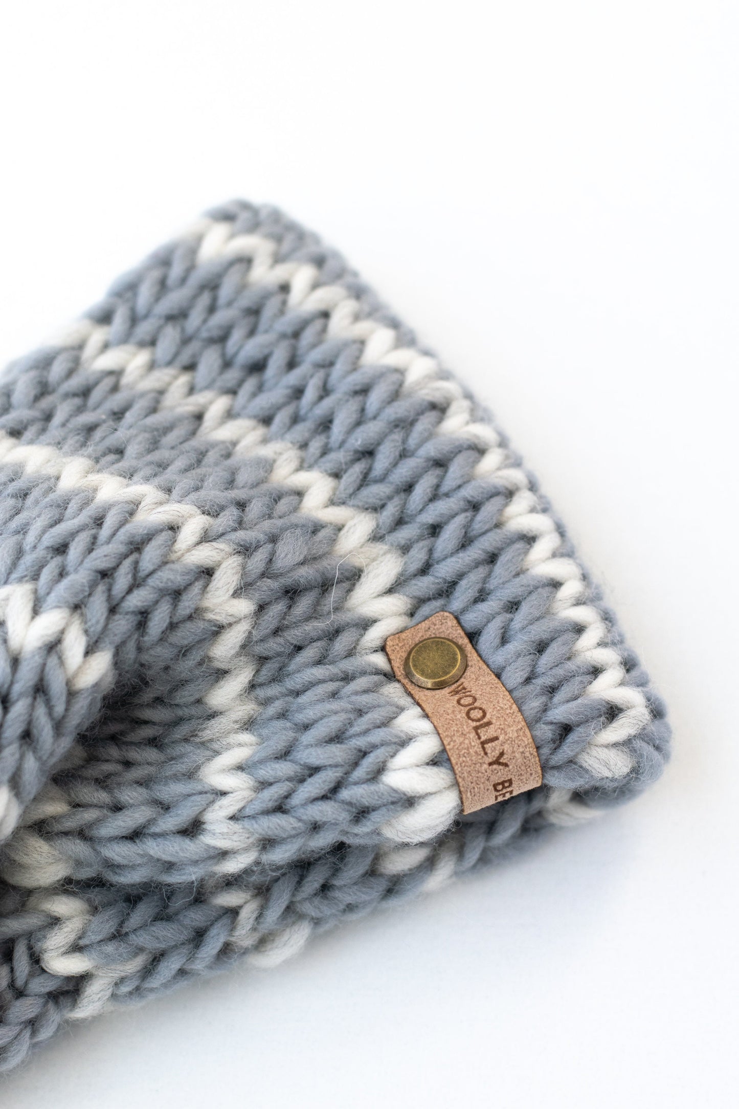 Gray Wool Striped Knit Headband | Striped Hand Knit Earwarmer | Twisted Knit Turban Headband | Ethically Sourced Wool