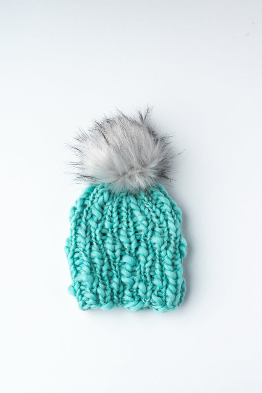 Toddler Teal Hand Knit Handspun Wool Hat | Toddler Chunky Knit Hat | Turquoise Toddler Winter Knit Hat | Boho Chic Toddler Winter Hat