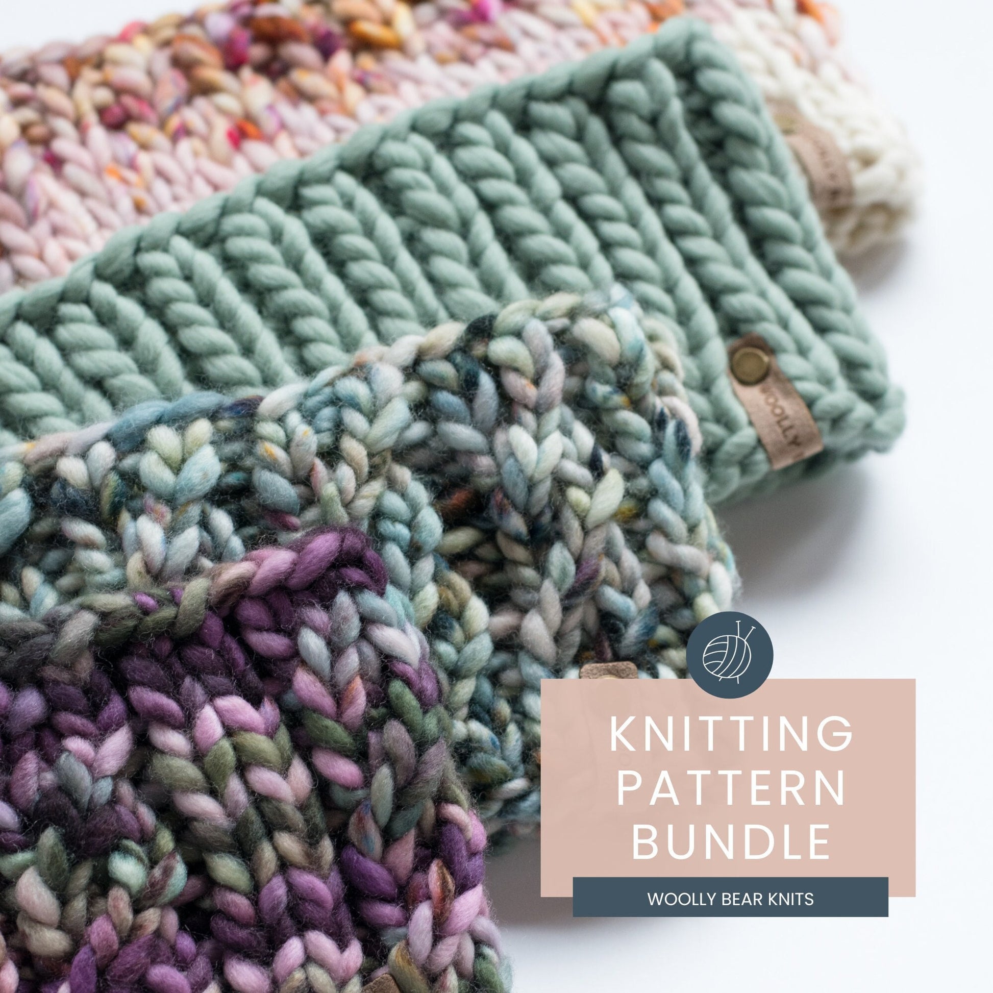 KNITTING PATTERN BUNDLE: 4 Knitting Pattern Bundle, Easy Knit Headband Patterns, Easy Super Bulky Weight Yarn Ear Warmer Knitting Patterns